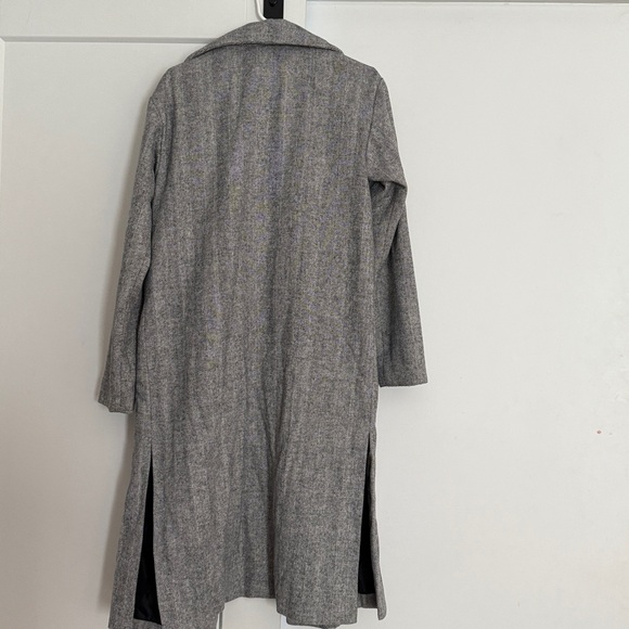 Old Navy long slouchy double-breasted coat Jacket small tall grey Houndstooth - Picture 14 of 14